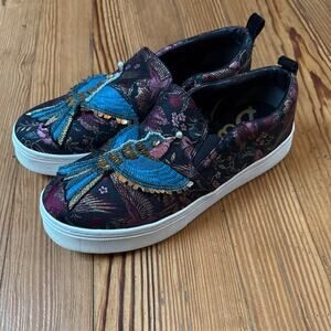 Sam Edelman Leila dove floral embroidered slip on platform sneakers SIZE 9.5